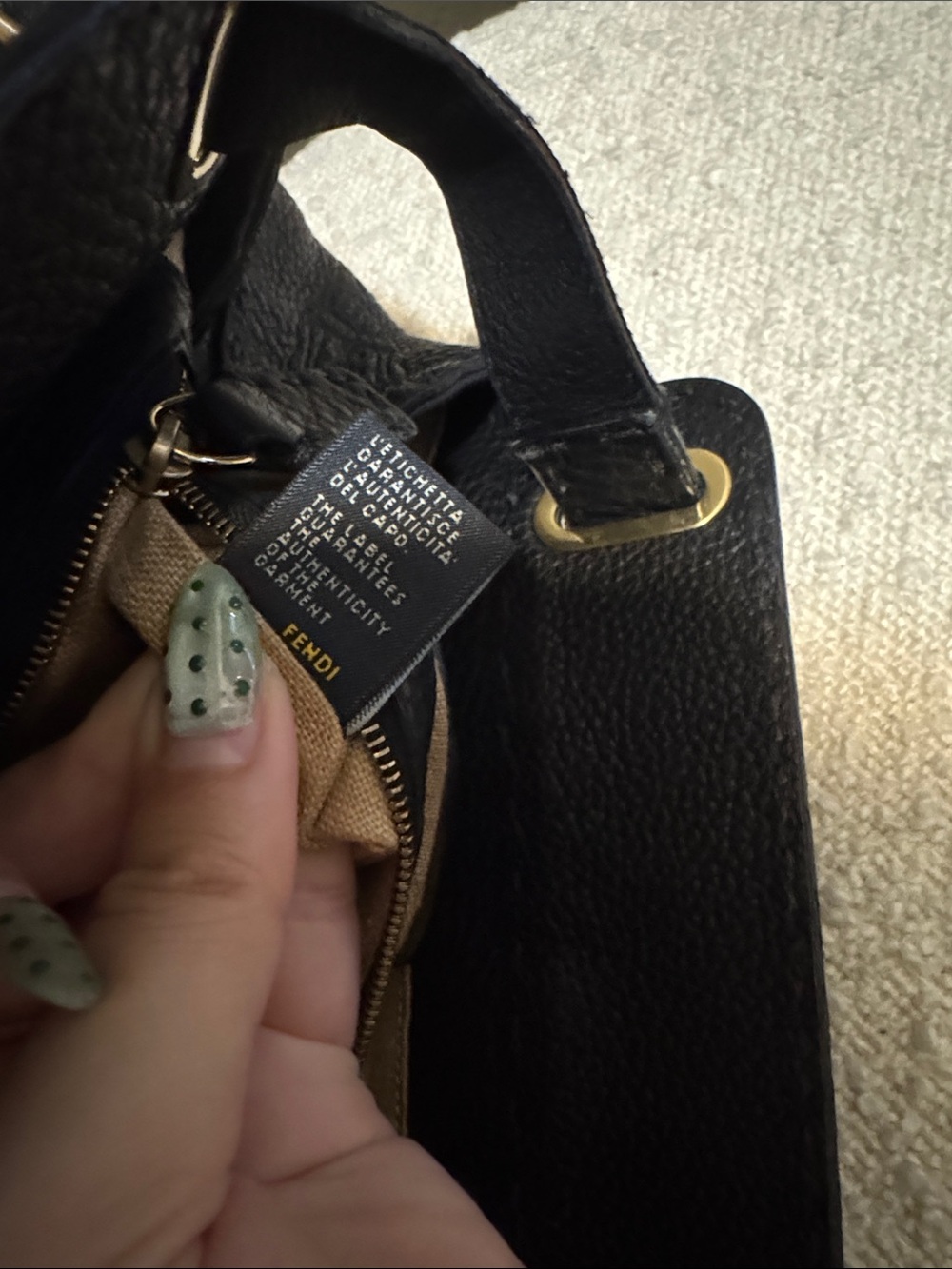 Authentic Fendi Selleria Small Black Pebbled Leather Horse Embossed Handbag|Rare - Picture 12 of 14
